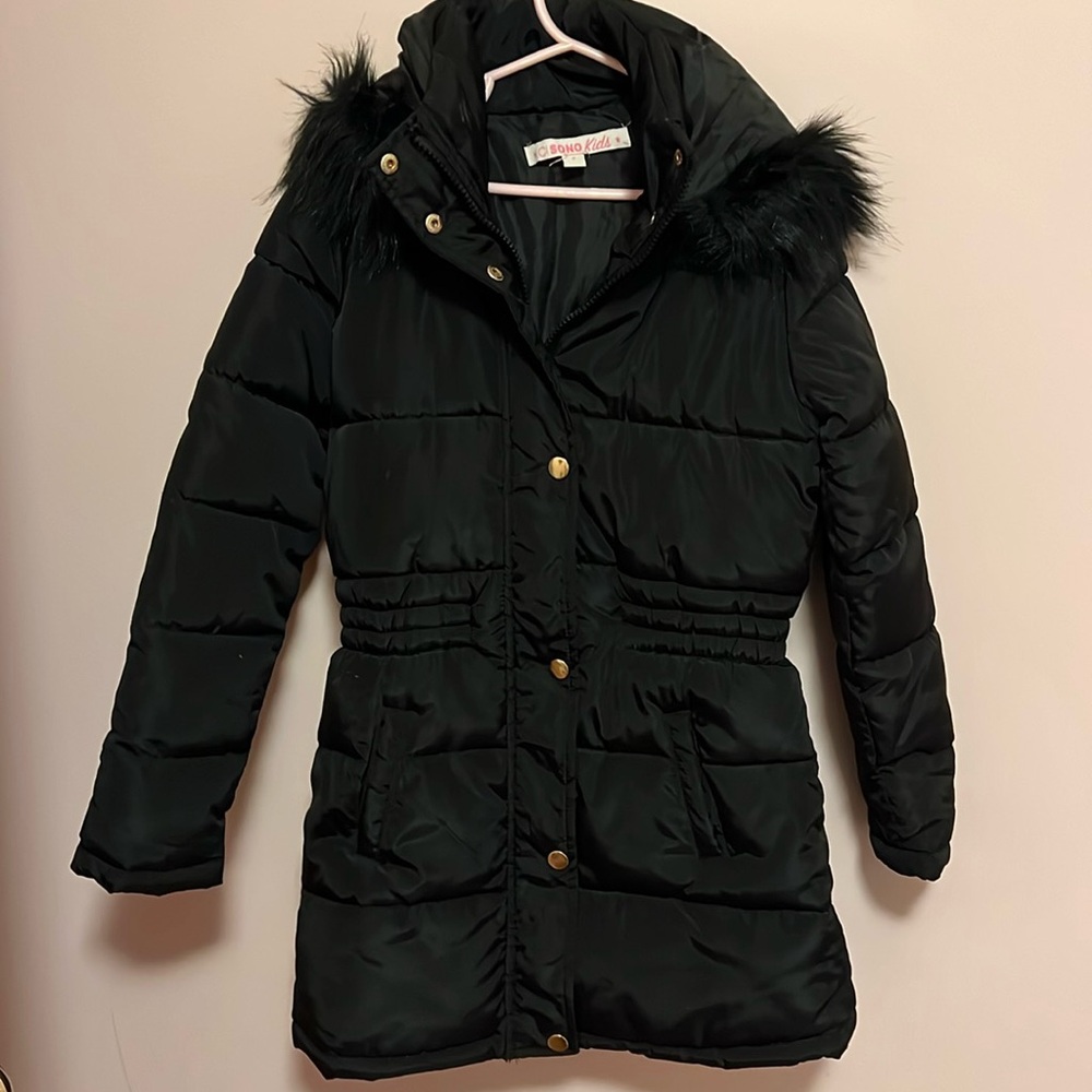 Girls black puffer coat